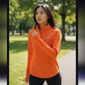 Under Armour Women's Bright Orange Long Sleeve Tee Size-Large